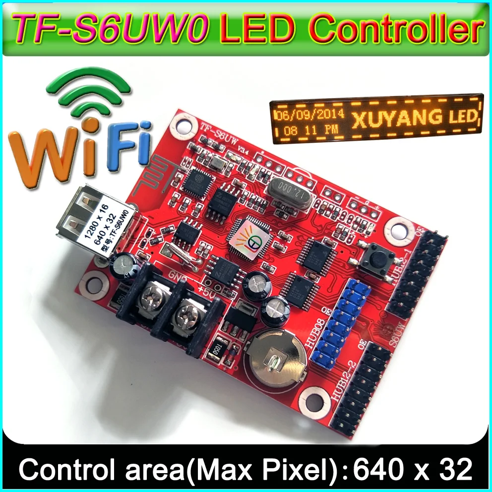 Tarjeta de control WIFI + USB, Panel de módulo LED TF-S6UW0 P10, tarjeta de control de señal LED, adecuada para un solo y doble color, novedad de 2022