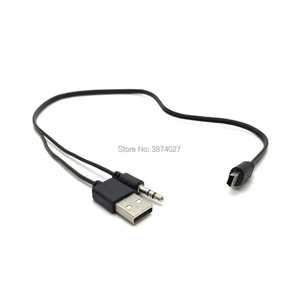 Alta calidad 2 en 1 USB macho Mini USB 5 pines + Cable auxiliar de 3,5 MM Cable auxiliar y cargador negro 2 en 1 para altavoz - imagen 4