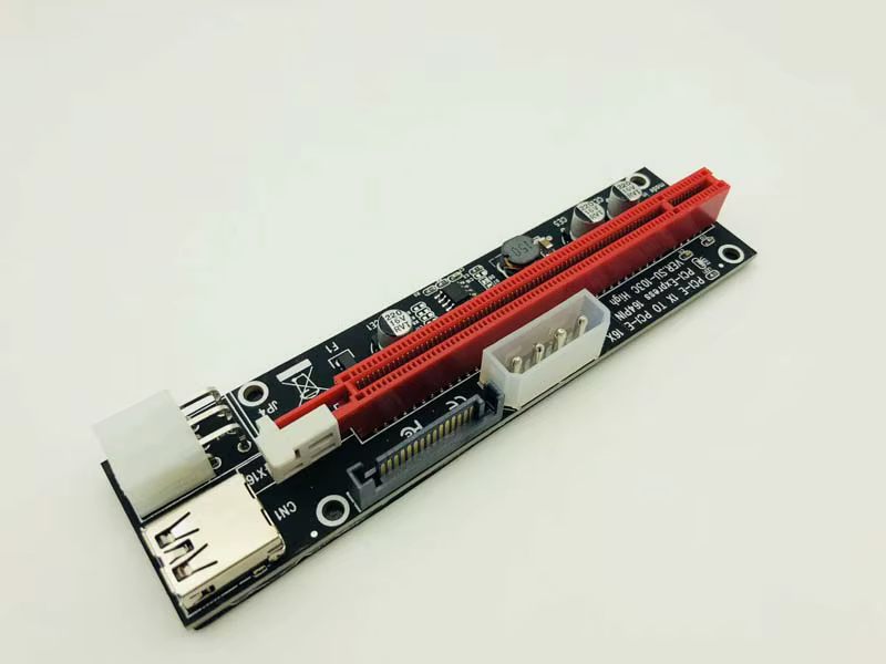 Tarjeta adaptadora SATA PCI-E Express, 3 en 1, 4 pines, 6 pines, color negro, 1x, 4x, 8x, 16x, USB 3,0, para minería de Bitcoin, 12 unidades
