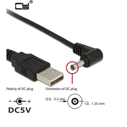 Cable Adaptador USB a CC 3,5x1,35mm – 1m/2m Angular