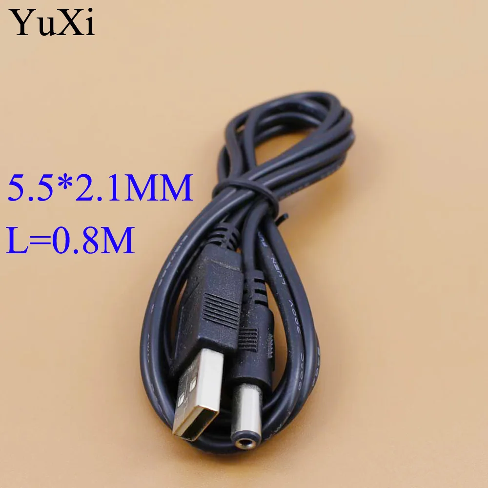 YuXi-Cable de alimentación USB A macho, 1 unidad, 5,5mm/2,1mm, 5 voltios CC, 5,5x2,1, 5,5x2,1mm, L = 0,8 m