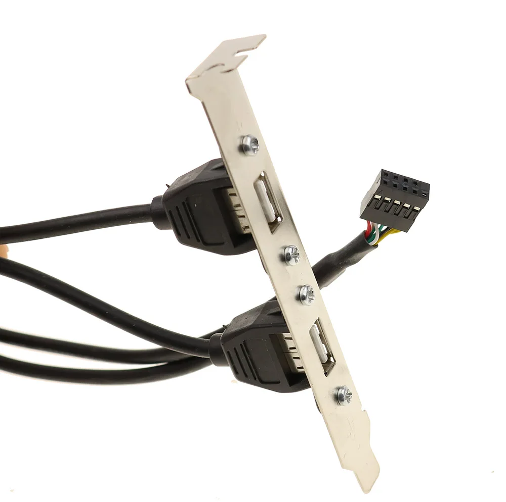 Nuevo soporte de expansión del Panel trasero de la placa base USB 2,0 de 2 puertos a la placa base IDC de 9 pines Cable USB adaptador de Host 2 colores - imagen 4