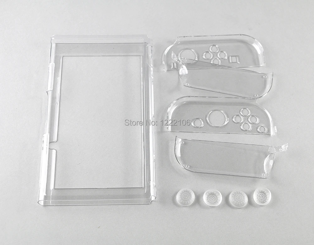 1 Juego de Protector de cristal, funda rígida protectora transparente, cubierta trasera, carcasa a prueba de golpes, tapas de Joystick para interruptor NS NX - imagen 2