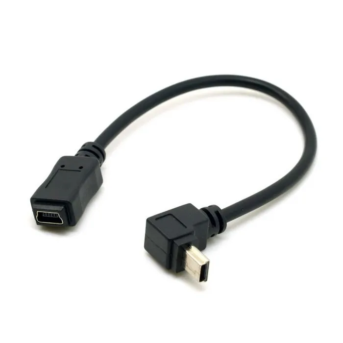 2 uds 90 grados dirección arriba y abajo en ángulo Mini USB 5 pines macho a Mini USB hembra Cable de extensión 0,2 m, 20cm - imagen 3