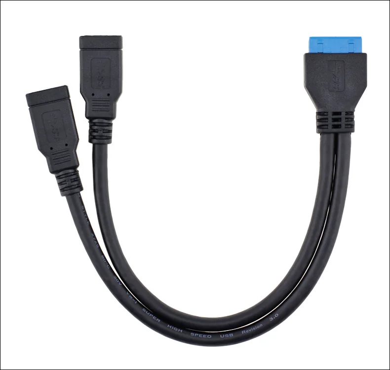 Adaptador de cable usb 3,0 para ordenador de escritorio, conector macho de 20 pines a 2 usb a hembra para placa base Asus P7P55/USB3 Gigabyte Msi Onda - imagen 2