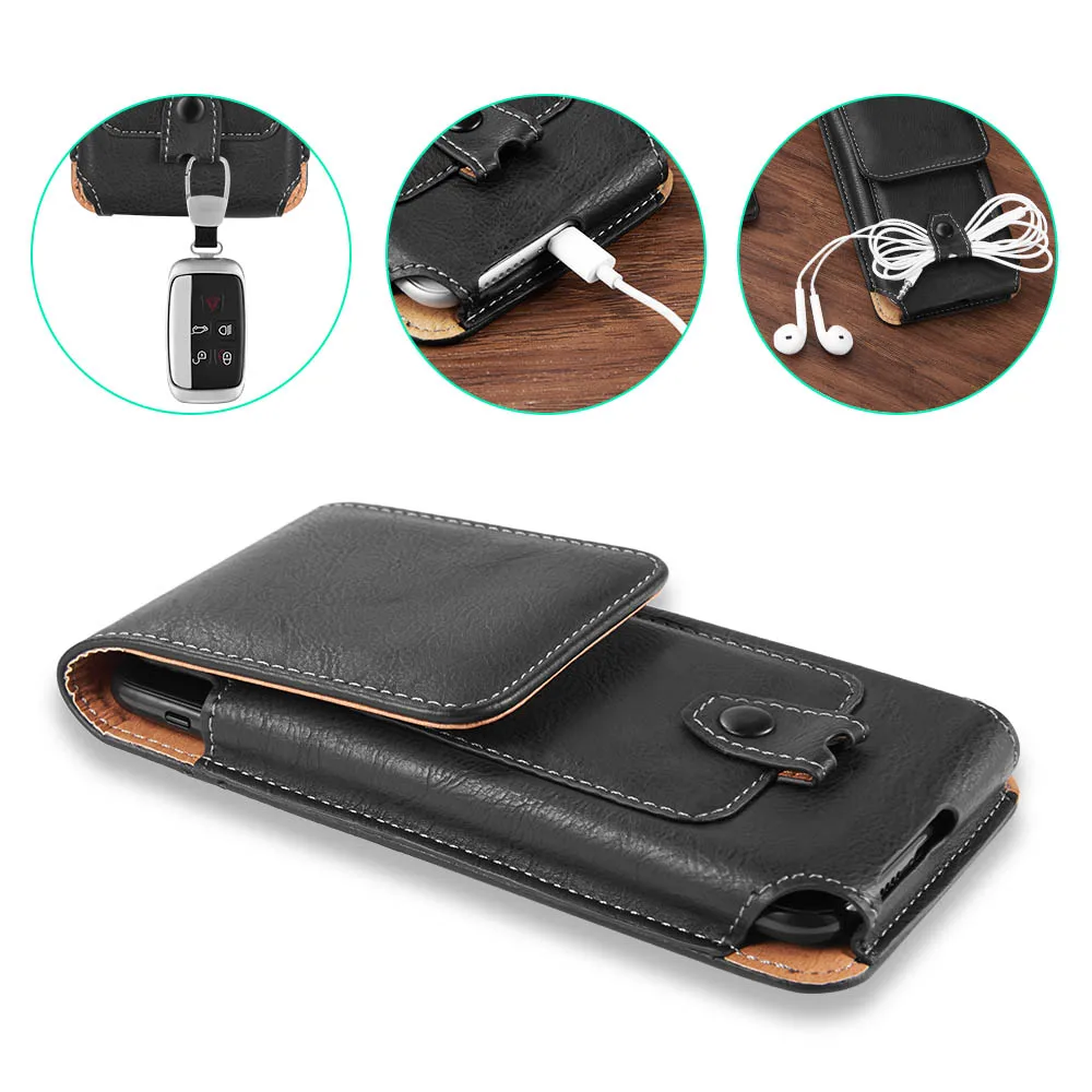 Funda Universal de cuero con Clip para cinturón, funda para teléfono iphone XS 4,7/5,5/6,3 pulgadas, riñonera, cartera para Samsung y xiaomi - imagen 5