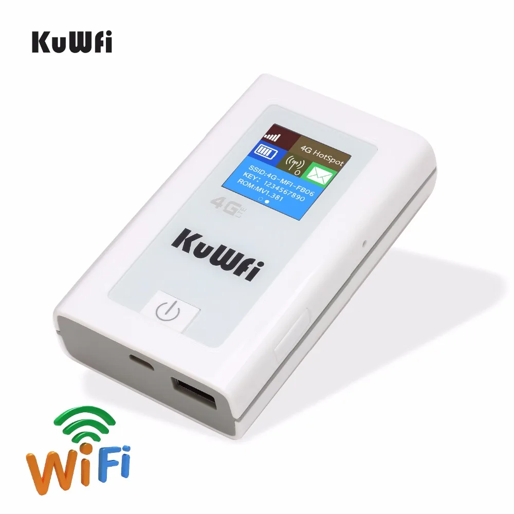 KuWFi-enrutador Wifi 4G LTE con ranura para tarjeta Sim, Banco de energía de bolsillo, 150Mbps, CAT4, punto de acceso WiFi móvil con ranura para tarjeta SIM - imagen 4