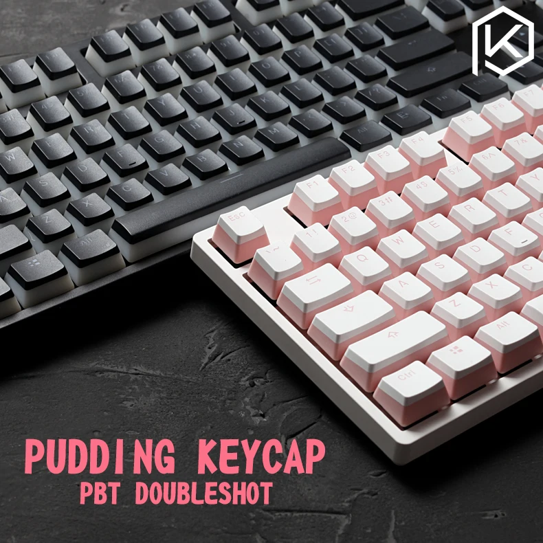 Pudding pbt double shot keycap oem luz trasera para teclados mecánicos leche blanco rosa negro gh60 poker 87 tkl 104 108 ansi iso