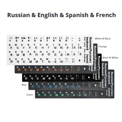 Pegatinas Teclado Portátil Trilingüe Inglés Español Ruso Antigolpes