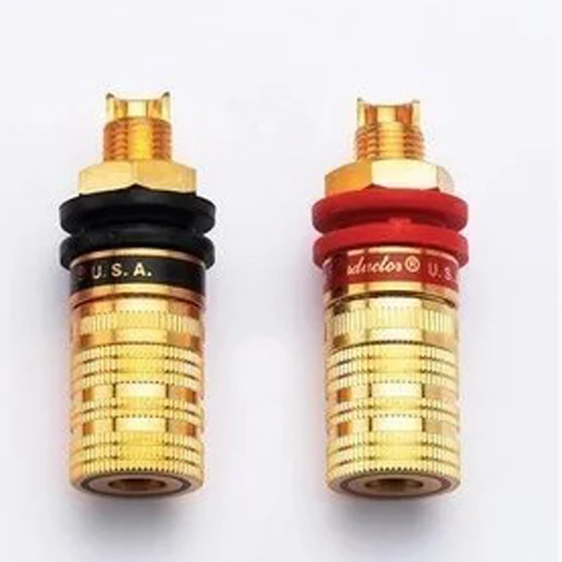 Audio Hifi, 4 Uds., amplificador de altavoz OFC chapado en oro, Terminal de poste de encuadernación, conector de salida de enchufe Banana