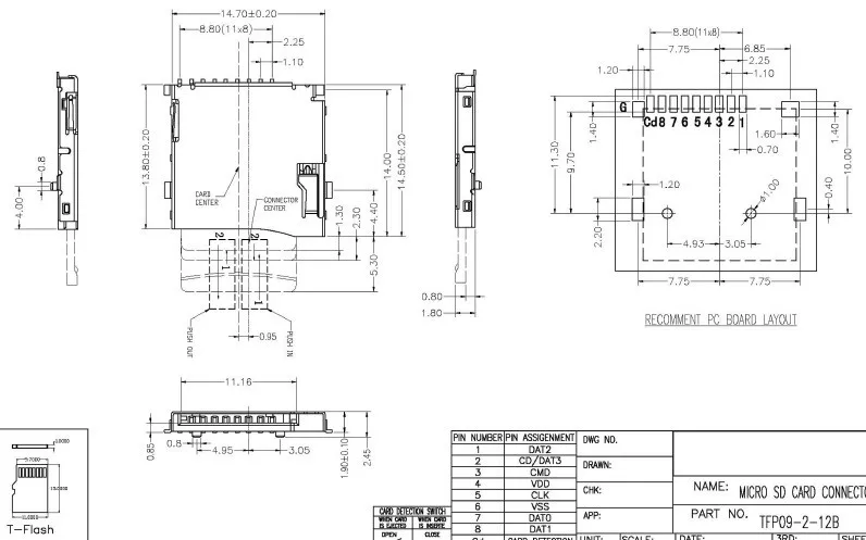 10 Uds. Conectores de ranura para tarjeta Micro SD de 9 pines T-Flash tamaño de estilo común 14*15mm cubierta de tarjeta TF ranura para tarjeta de autoacción pop-up - imagen 2