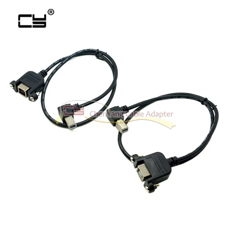Cable de extensión USB tipo B macho a hembra de 90 grados con ángulo izquierdo y derecho, con tornillos para montaje en Panel de 50cm - imagen 5