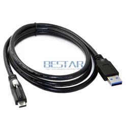 Cable USB-C con conector bloqueo y tornillo de montaje en panel