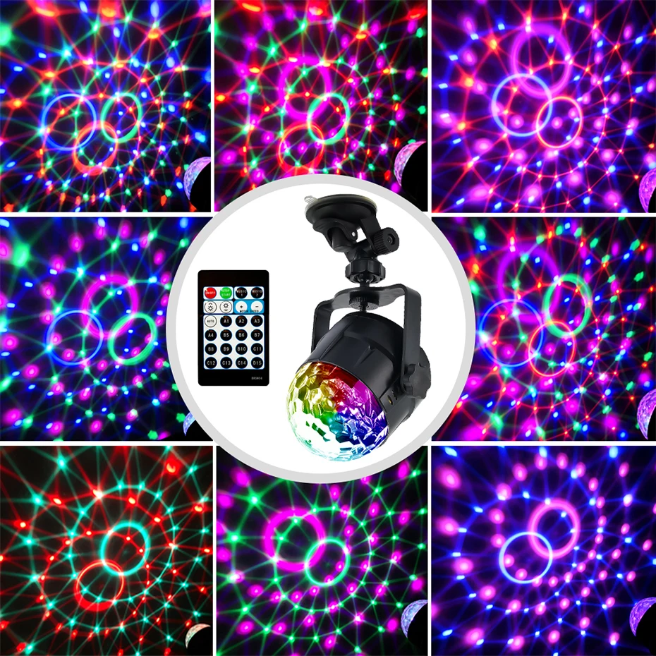 ALIEN-Luz LED RGB de 4W y 15 colores, bola mágica de discoteca, efecto de iluminación de escenario activado por sonido, para DJ, fiesta, coche, vacaciones, cumpleaños - imagen 4