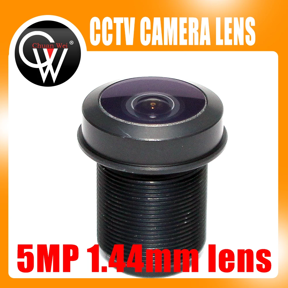 Ojo de pez de 5MP, lente m12 de 1,44mm, 180 grados, F2.0, 1/3 ", lente CCTV M12, ojo de pez para cámara IP CCTV de 720P/1080P