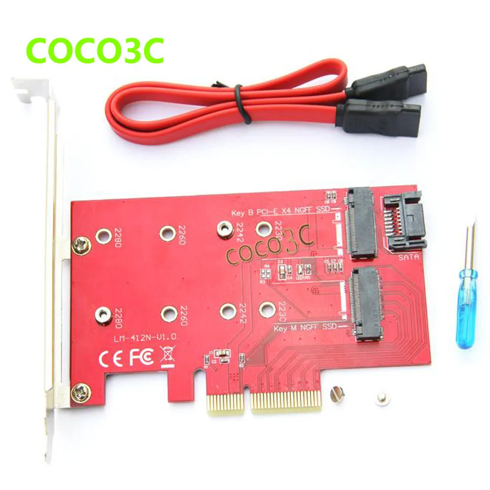 2 in 1 PCI-e 4x to B Key NGFF SSD + WiFi & Bluetooth 4.0 M.2 Module CARD SATA 3.0 to M Key M.2 SSD adapter