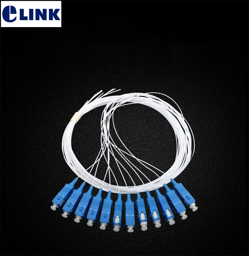Coleta de fibra SC 12 Uds SM 1m 1,2 m 1,5 mtr monomodo 0,9mm G652D cable SC UPC cable de color blanco casquillo clase A ftthELINK