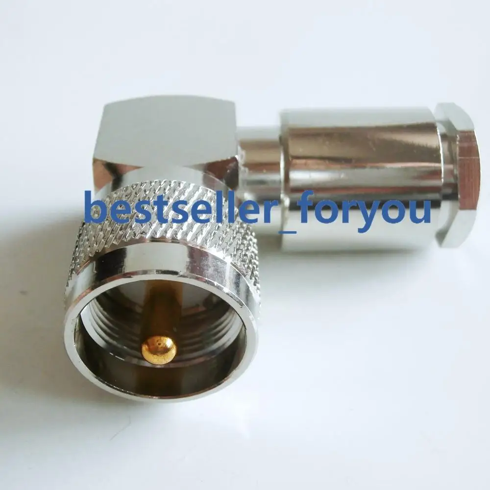 Abrazadera de ángulo recto de enchufe macho UHF PL259 para conector RG8 LMR400 RG213 RG214, 1 unidad