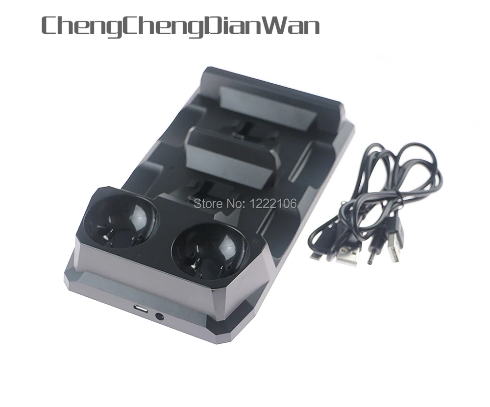 ChengChengDianWan-cargador rápido 4 en 1, Base de puerto de estación de carga doble para controlador inalámbrico PS4 L/R PS Move Controller