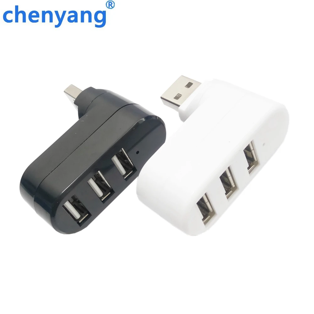 HUB USB 2,0 giratorio de alta velocidad, 3 puertos, adaptador divisor para Notebook/Tablet, ordenador, PC, periféricos