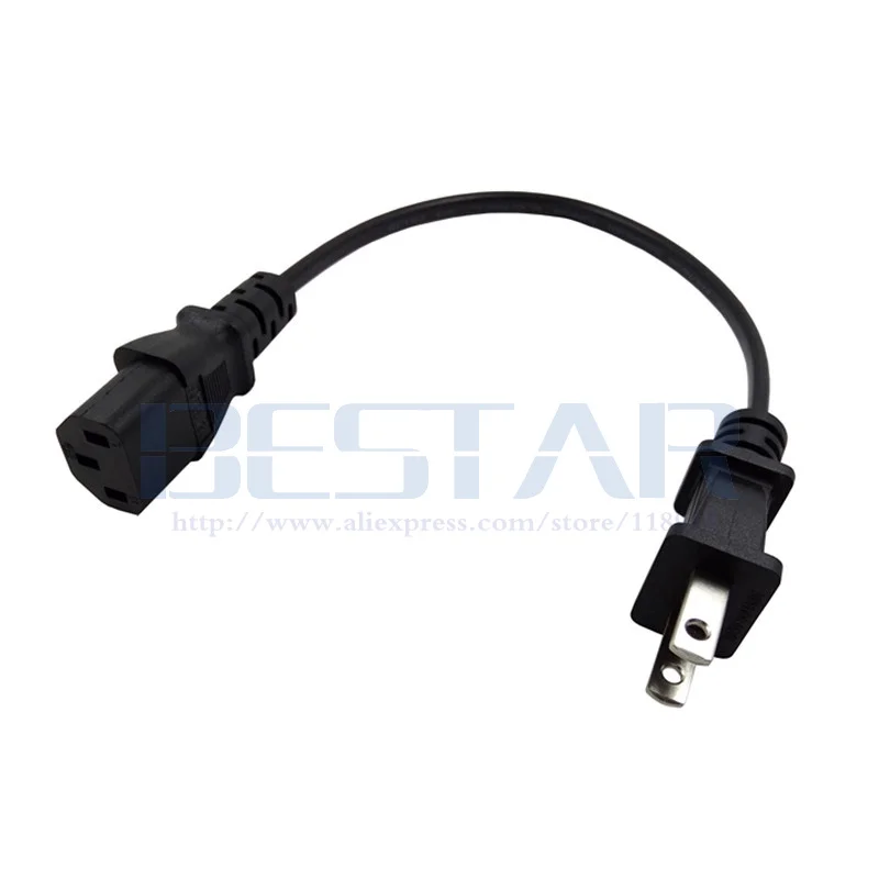 NEMA 1-15P JP US enchufe a IEC 320 C13 3 clavijas Cable de alimentación portátil corto de 20cm 10A para impresora de monitor de ordenador olla arrocera - imagen 2