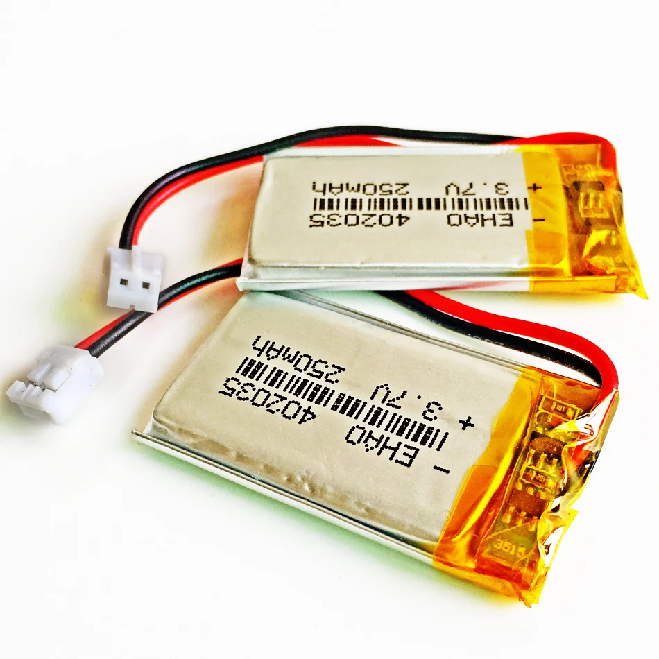 Batería recargable LiPo de 10 piezas, 3,7 V, 250mAh + JST PH 2,0mm, enchufe de 2 pines 402035 para navegador portátil Mp3, GPS, Bluetooth, reloj - imagen 3