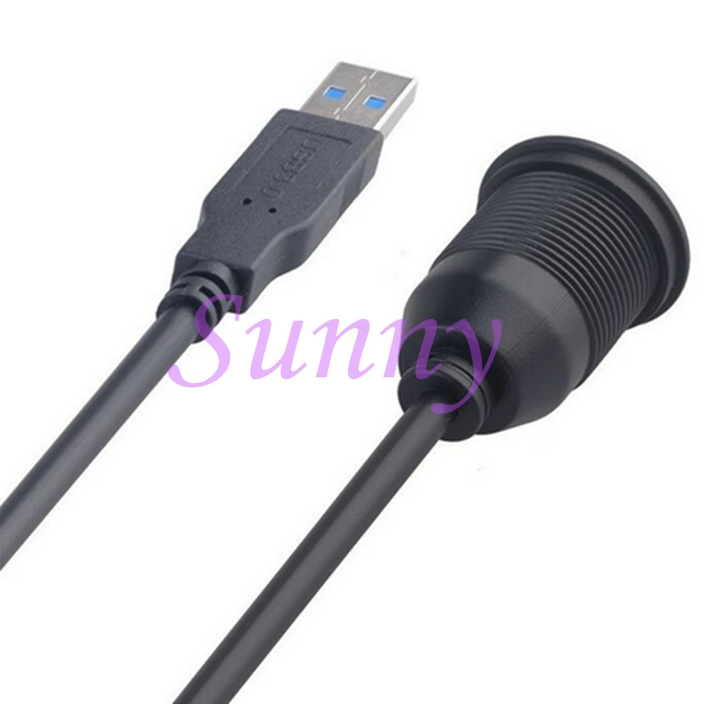 USB 3,0 macho a USB 3,0 hembra AUX montaje empotrado Cable de extensión de montaje en coche para coche camión barco motocicleta Panel de tablero - imagen 3