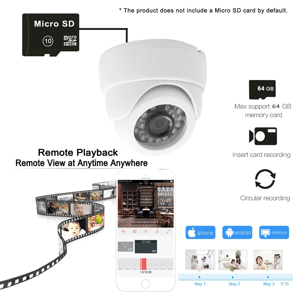 Cámara Ip Wifi 1080p vigilancia seguridad del hogar cámaras CCTV inalámbricas ranura para tarjeta TF Audio infrarrojo domo IPcam Onvif RTSP - imagen 3