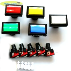 Yinglucky Botón Arcade LED 12V - Rectangular con luz 5 colores