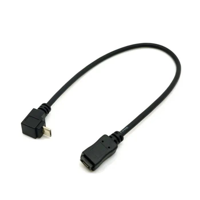 Cable de extensión Micro USB 2,0 macho a hembra en ángulo de 90 grados arriba y abajo pines completos conectados 20 cm 0,2 m para sincronización y carga de datos - imagen 4