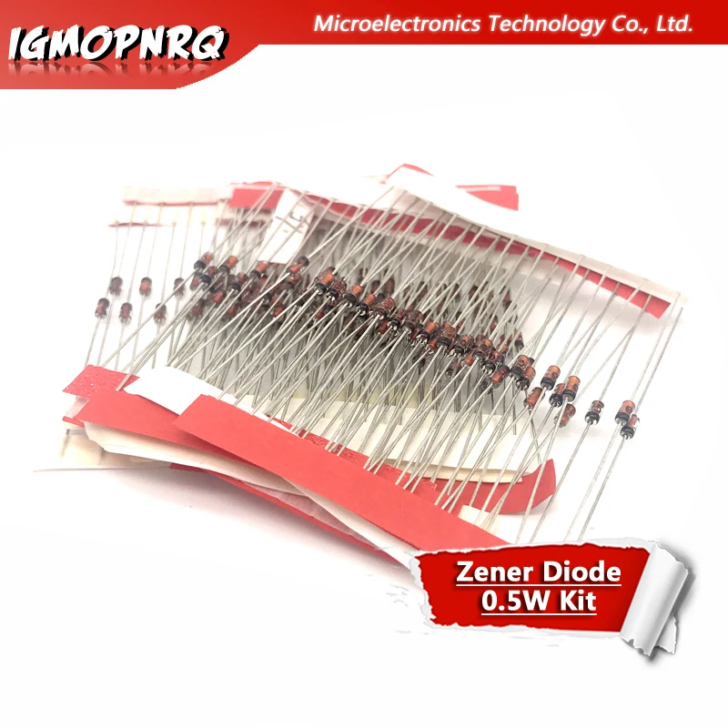 Kit de componentes de diodo Zener, regulador de 140 W, 0,5 v-30v, 1/2w, 3,3 V, 3,3 V, 4,7 V, 5,1 V, 6,2 V, 6,8 V, 7,5 V, 8,2 V, 10, 14 valores x 10 Uds., 9,1 Uds. V 15V 30V