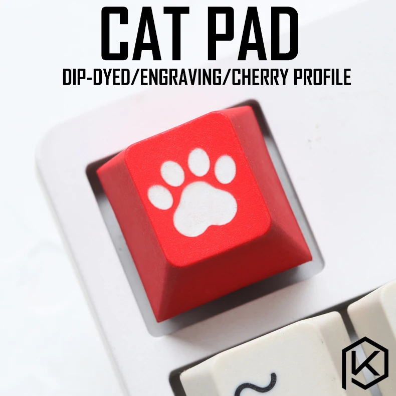 Novedad perfil de cereza escultura dip tinte pbt keycap para teclado mecánico grabado con láser leyenda cat pad r1 1x negro rojo azul