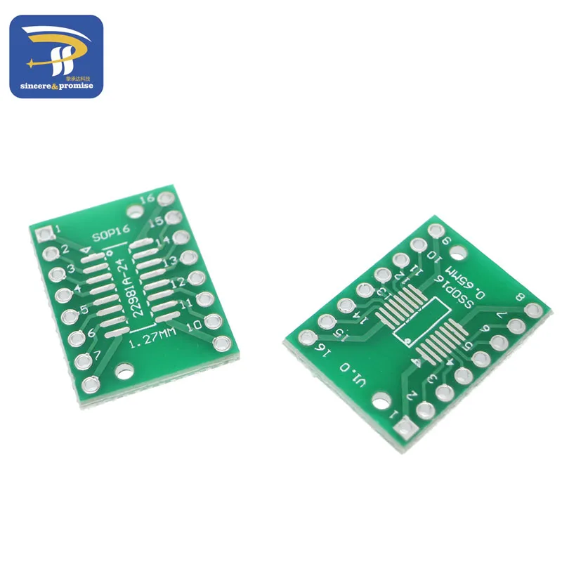 10 Uds SOP16 SSOP16 TSSOP16 a DIP Pinboard SMD a DIP-16 adaptador 0,65mm/1,27mm a 2,54mm DIP Pin paso PCB convertidor de placa Socke - imagen 3