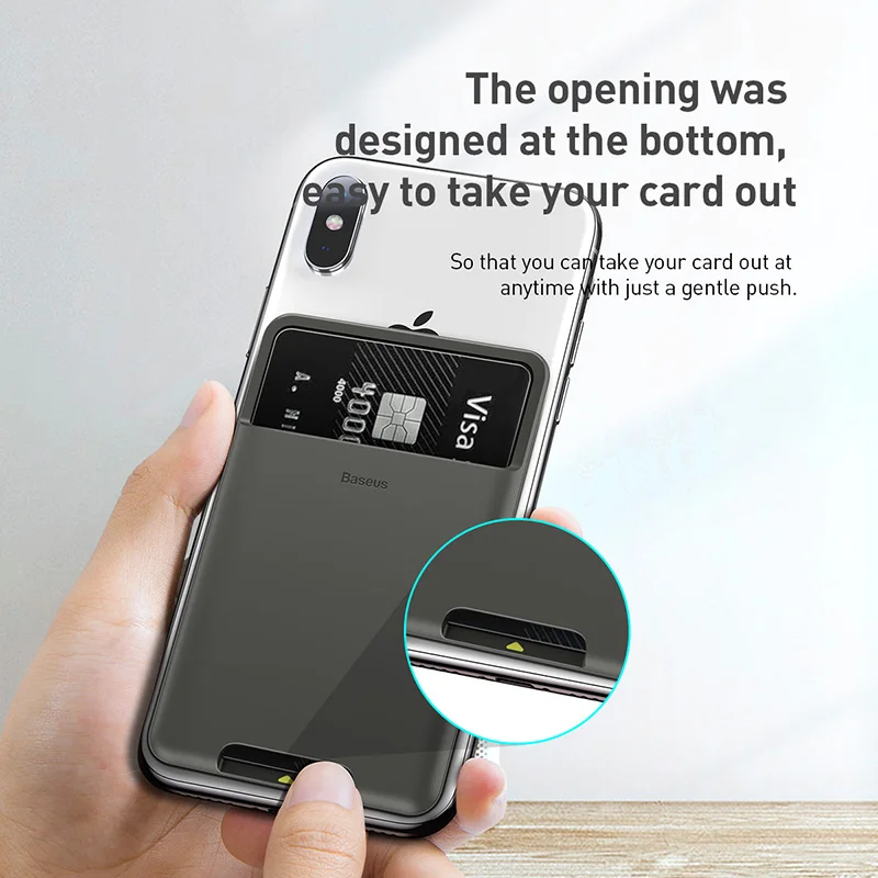 Baseus-funda Universal con ranura trasera para teléfono, funda tipo billetera para tarjetas para iPhone X Xs, pegatina de lujo 3M, funda de silicona para teléfono Samsung Xiaomi - imagen 3