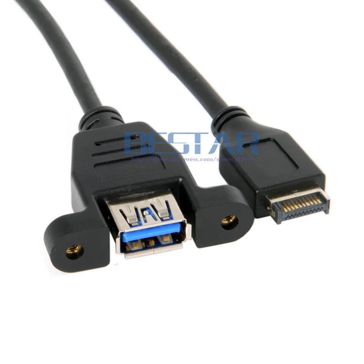 50CM 0,5 M USB 3,1 tipo C a USB 3,0 tipo a Cable de extensión hembra cabezal de Panel frontal macho con tornillos de montaje para electrónica - imagen 4