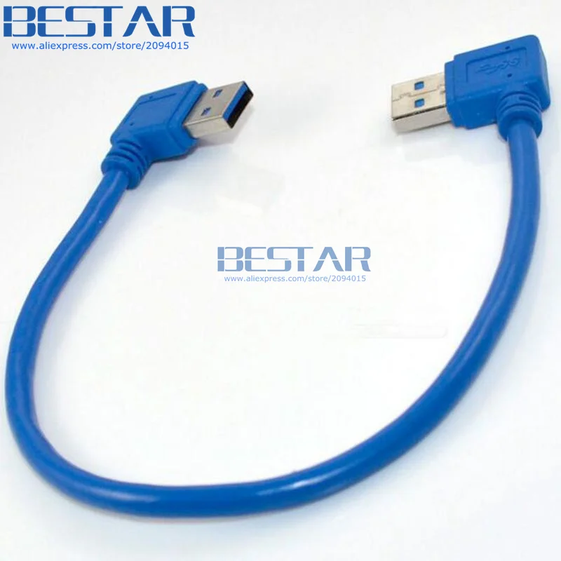 (50 unids/lote) 1 pie USB 3,0 un ángulo recto macho a un ángulo izquierdo conector de Cable corto 30 cm Compatible con HDD - imagen 3