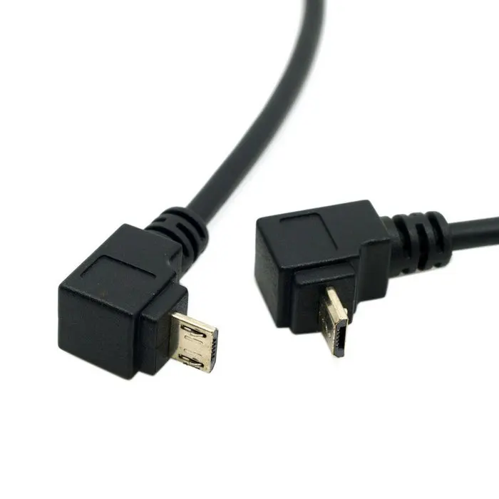 Cable de extensión Micro USB 2,0 macho a hembra en ángulo de 90 grados arriba y abajo pines completos conectados 20 cm 0,2 m para sincronización y carga de datos - imagen 2