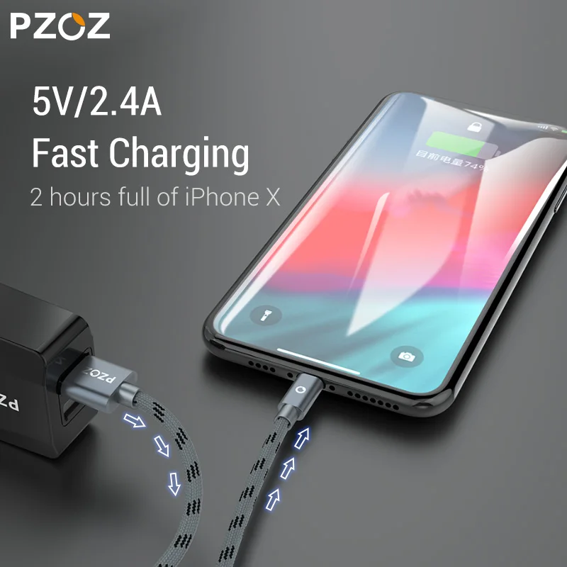 PZOZ Cable Usb para cable de iphone 14 13 12 11 pro max Xs Xr X SE 2 8 2 8 2 8 2 8 7 6 plus 6s 5s ipad aire mini 4 rápido cables de carga para cargador iphone charger accesorios 1M 2M usb cable - imagen 2