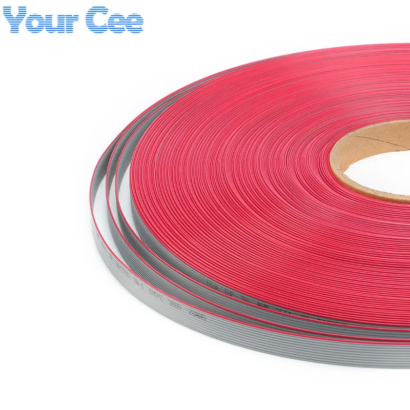 5 m/lote 1,27mm paso de espaciado 10 pines 10P gris cinta plana Cable de datos conector AWG28 300V aislamiento: 9 milles 10 vías