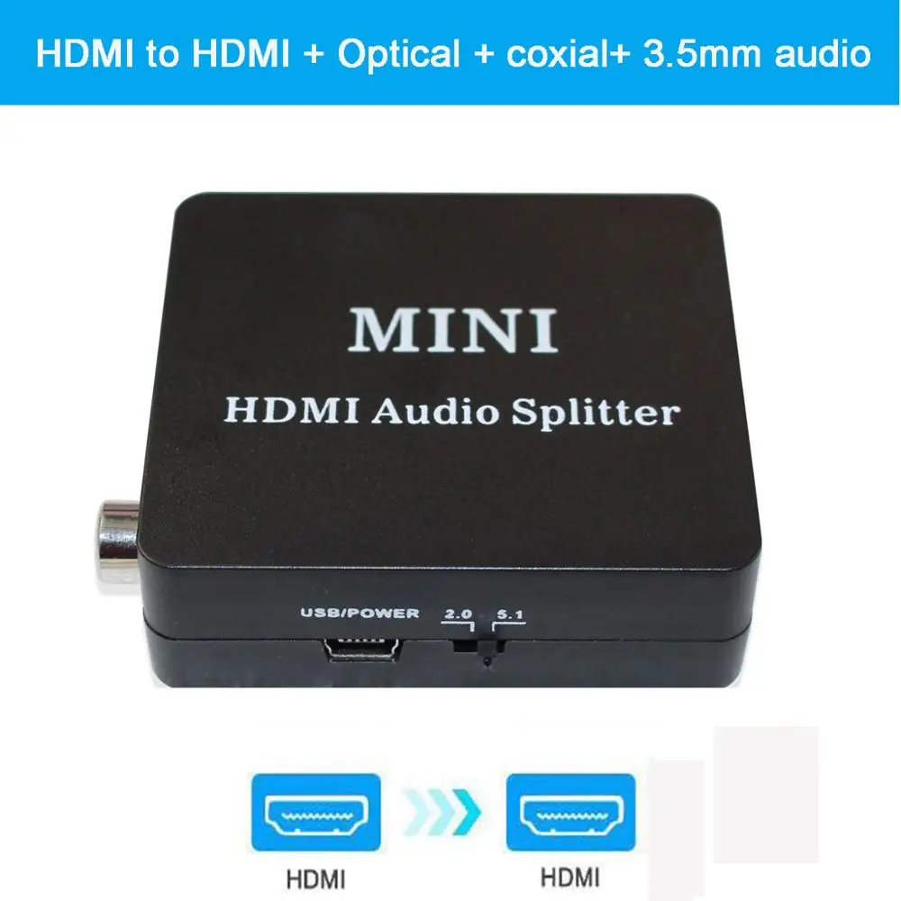 Extractor de audio HDMI a HDMI y TOSLINK óptico SPDIF + 3,5mm, convertidor de Audio estéreo, adaptador divisor HDMI - imagen 3