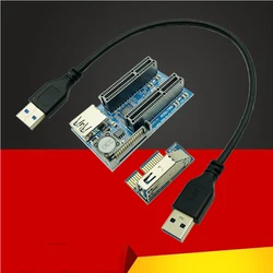 Adaptador PCIe X1 a Doble Ranura X4 con Puerto USB 3.0