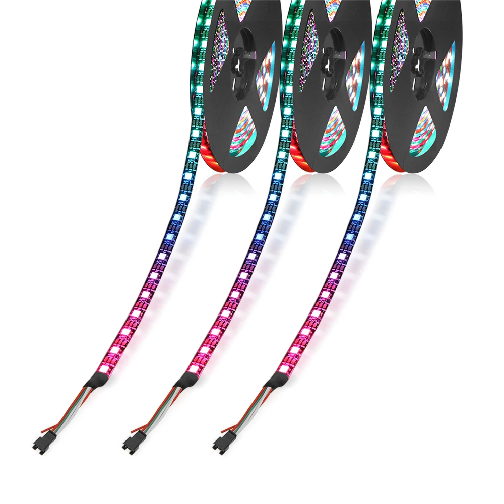 Excellux-tira de luces LED digitales, 5M, WS2812, WS2812B, 5050 RGB, 30/60LED, DC5V, WS2812, PCB Blanco/Negro, resistente al agua - imagen 2