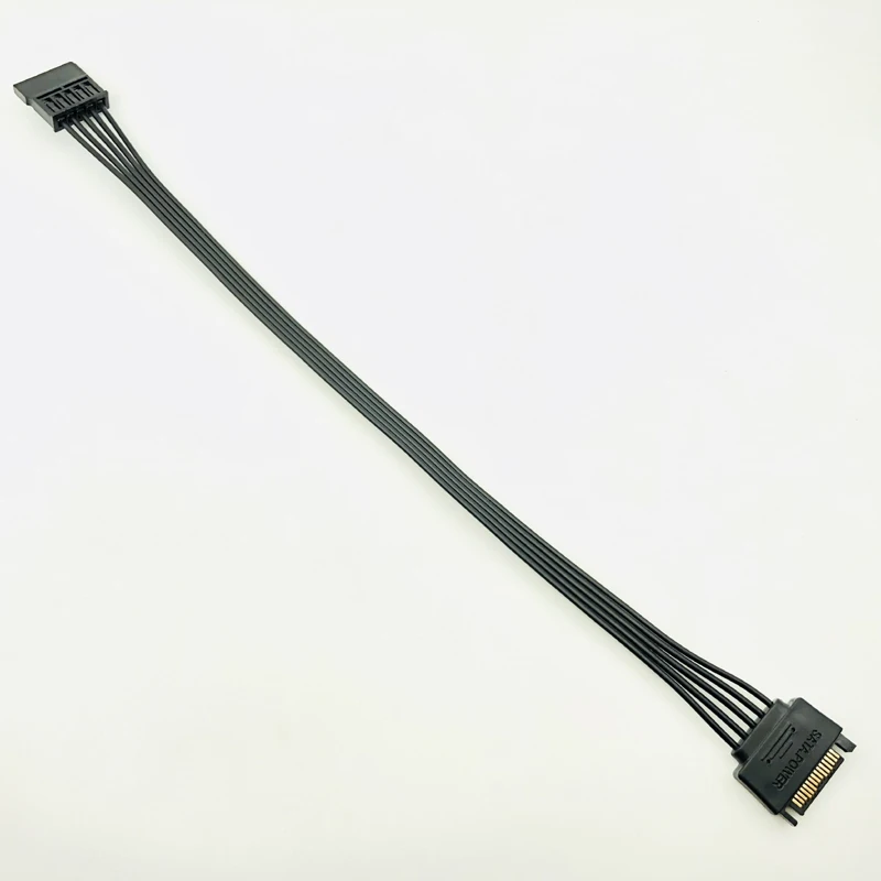 30CM negro de una sola manga SATA 15Pin Cable de extensión de alimentación macho a hembra HDD SSD Cable de alimentación SATA Cable de alimentación para PC nuevo - imagen 5