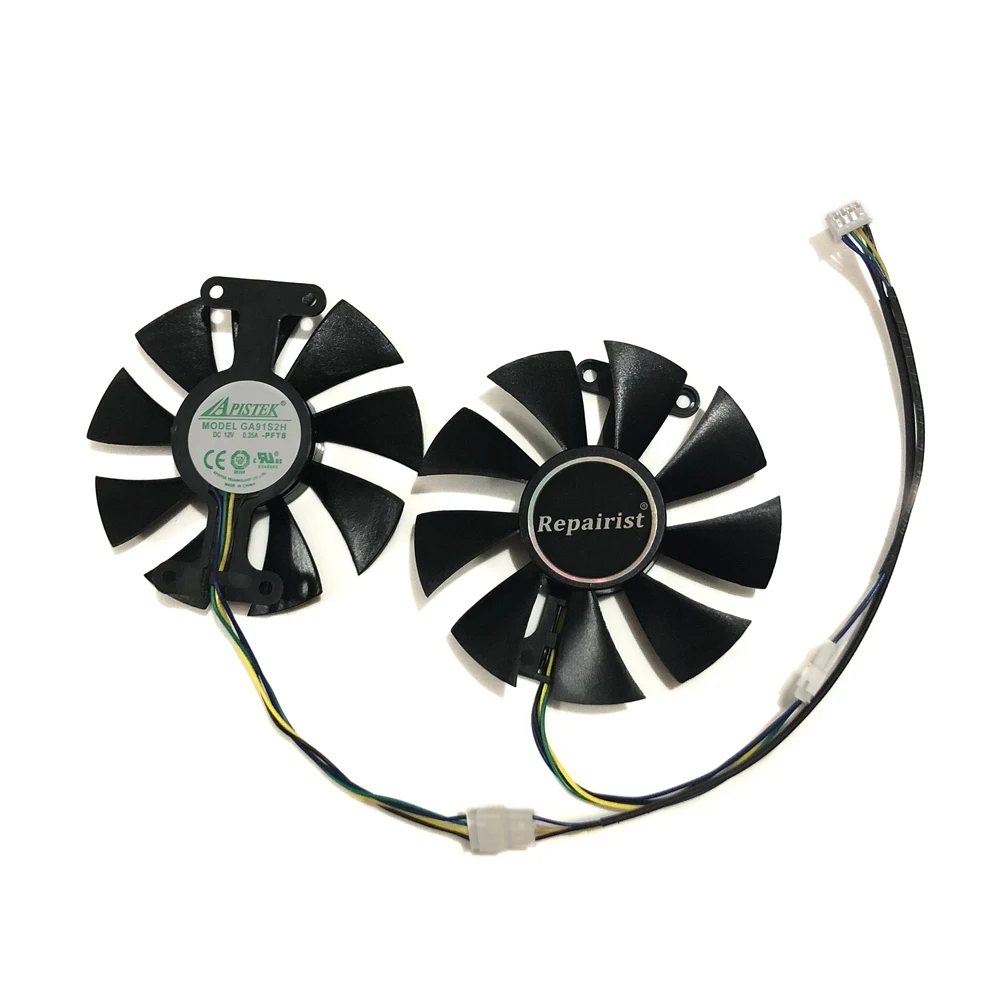 Ventilador de refrigeración GPU, enfriador de gráficos, 2 unids/set, GA91S2H, reemplazar GA91B2U, para PowerColor Red Dragon RX480 RX580 RX470 RX 480 470 580 - imagen 4