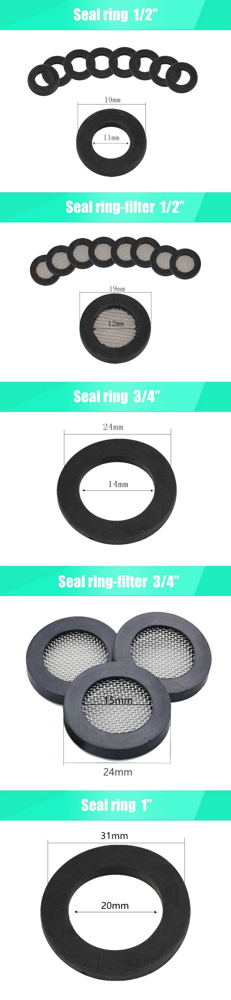 Juntas Tóricas Goma Fontanería - Detalle de juntas de 1/2 pulgada