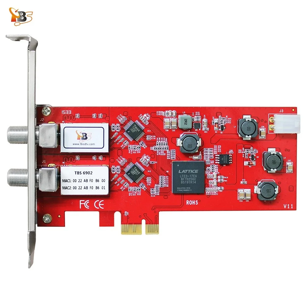 TBS6902 DVB-S/S2 sintonizador de TV Dual tarjeta PCIe reloj y grabar canales de TV FTA satelital Digital en PC Windows Linux OS soporte