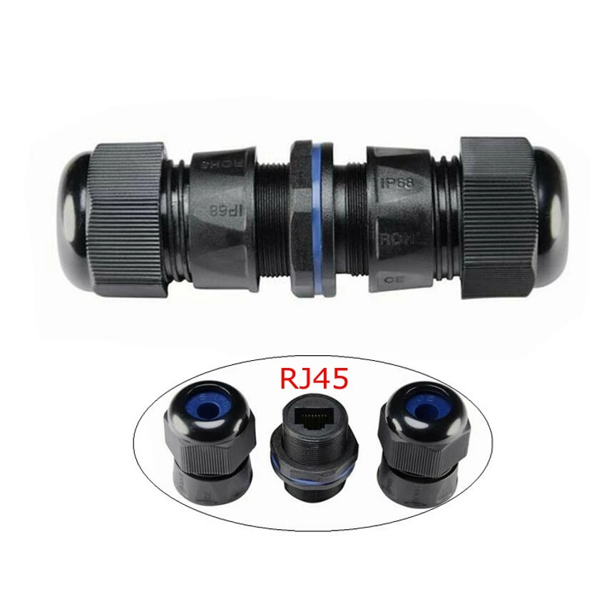 Adaptador impermeable de puente AP para exteriores RJ45 CAT 5E CAT6 de doble cabeza M20 Ethernet RJ 45 cable de red LAN conector de tapa a prueba de polvo