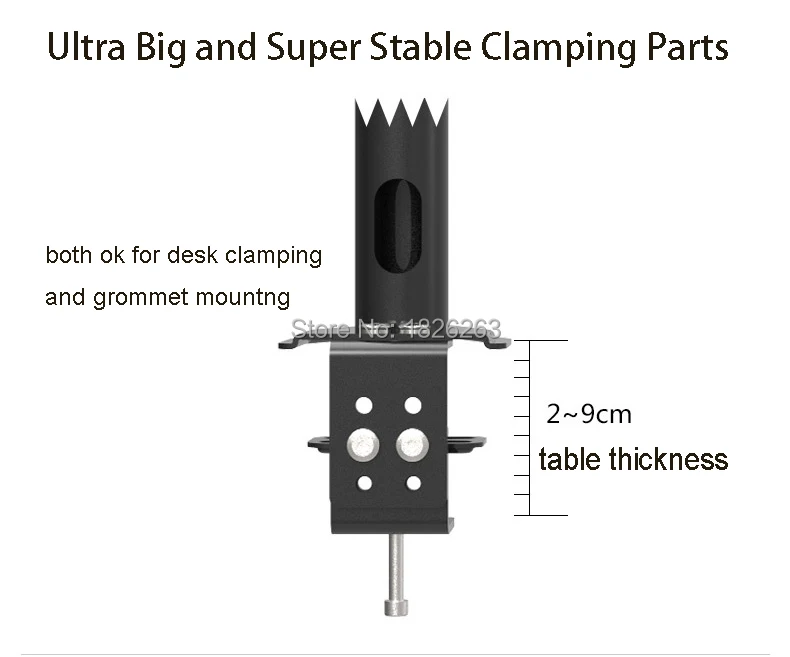 Una imagen en blanco y negro de un dispositivo de sujeción con una regla que mide 2