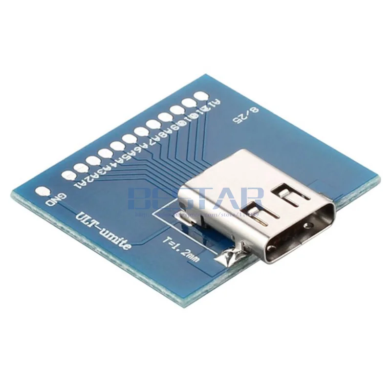 (100 unids/lote) Cable de toma de prueba de soldadura hembra USB-C tipo C de 10Gbps adaptador USB 3,1 tipo C adaptador de conector de soldadura de placa PCBA - imagen 3