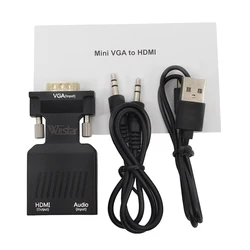 Adaptador VGA a HDMI con Audio y USB 1080p